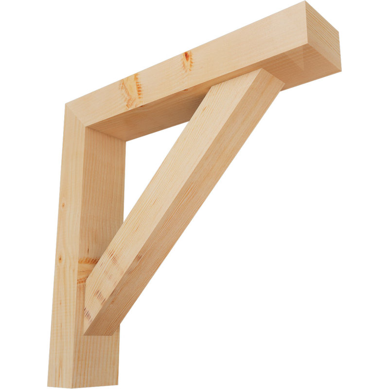 Traditional Block Bracket w/ Offset Brace, 28 x 28, 5 1/2"W Douglas Fir (Smooth)