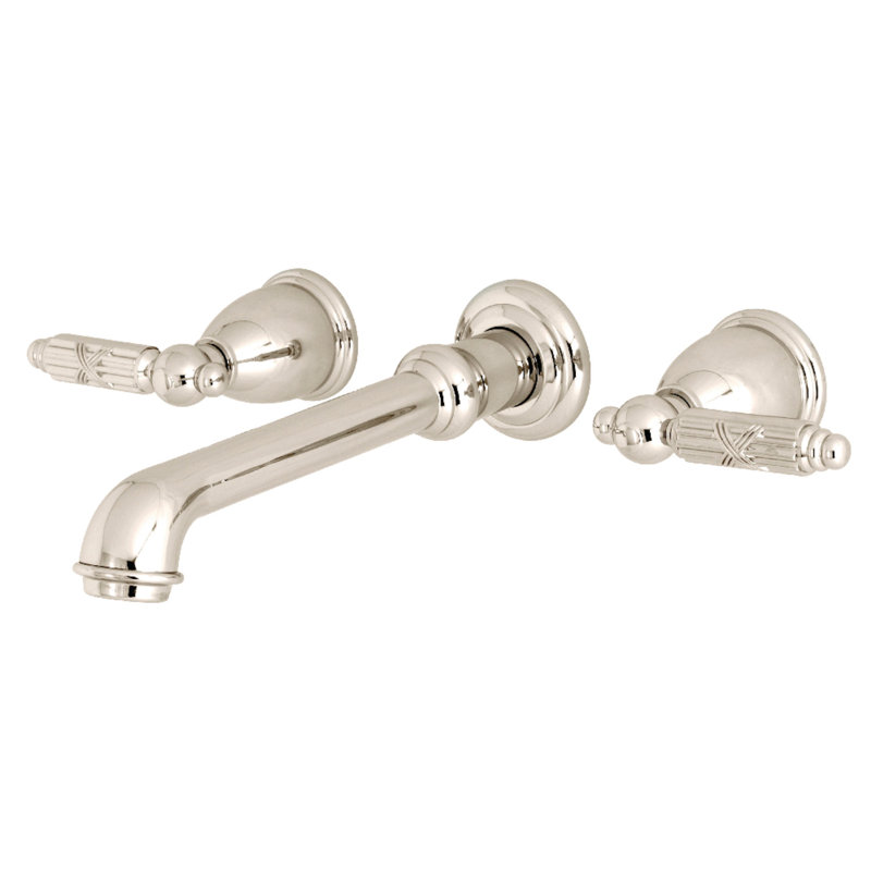 Kingston Brass Georgian Two-Handle 3-Hole Wall Mount Bathroom Faucet, Polished Nickel