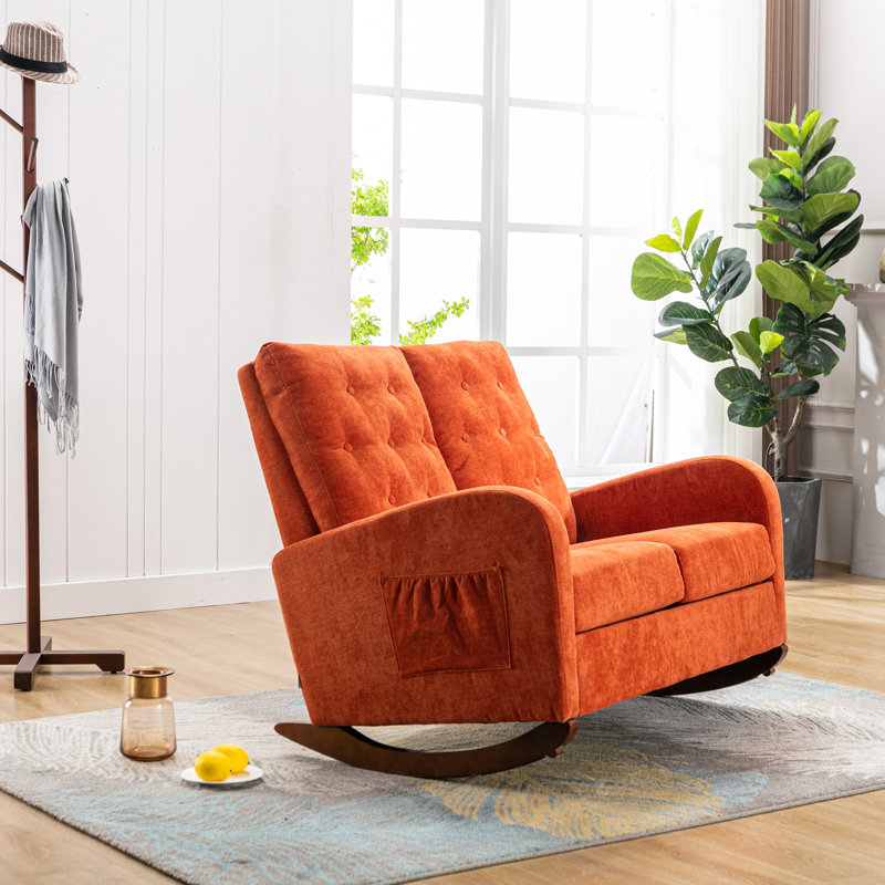 Causeuse confortable à 46 places avec accoudoirs évasés 46,46 po, Orange, Orange