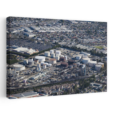 Vue aérienne d'une raffinerie de pétrole, comté de Los Angeles, Californie, États-Unis, art contemporain, art mural