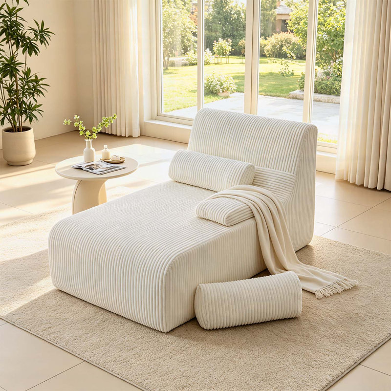 Modern Chaise Lounge with Customizable Modular Design and Ergonomic Support, Beige