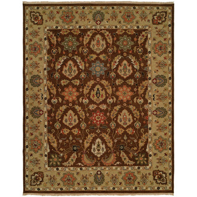 Wool Oriental Area Rug in Brown/Camel