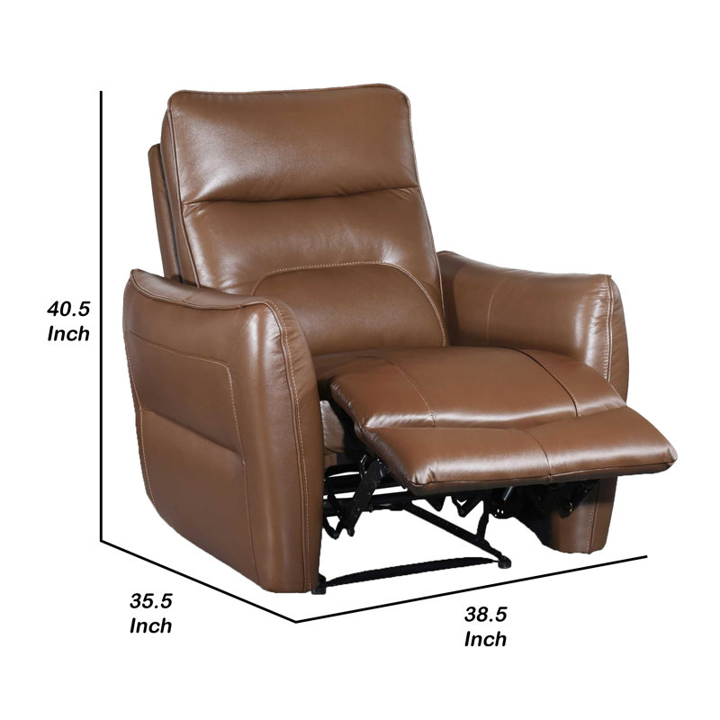 Fauteuil inclinable électrique Teren, similicuir brun caramel riche, mousse, Brun caramel