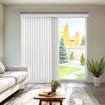 Cordless Vertical Blinds with Valance - For Large Windows and Sliding Glass Doors – Light Filtering or Room Darkening