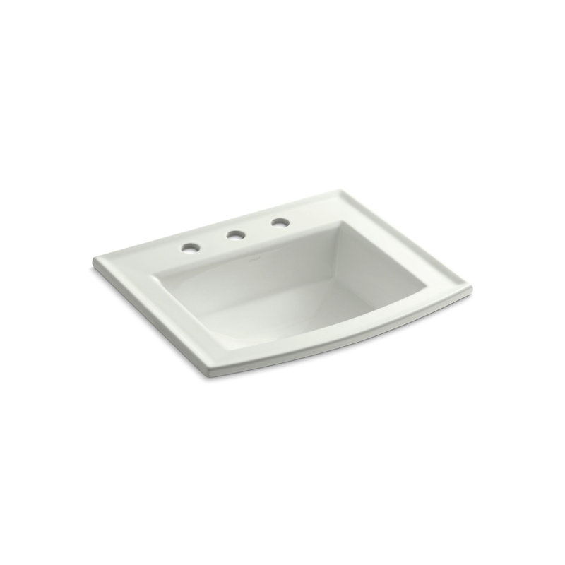 Archer Vitreous China Rectangular Drop-In Bathroom Sink with Overflow, Dune, 8'' Centers