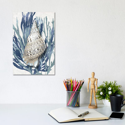 Shell Coral Aqua Blue I - Gallery-Wrapped Canvas Giclée