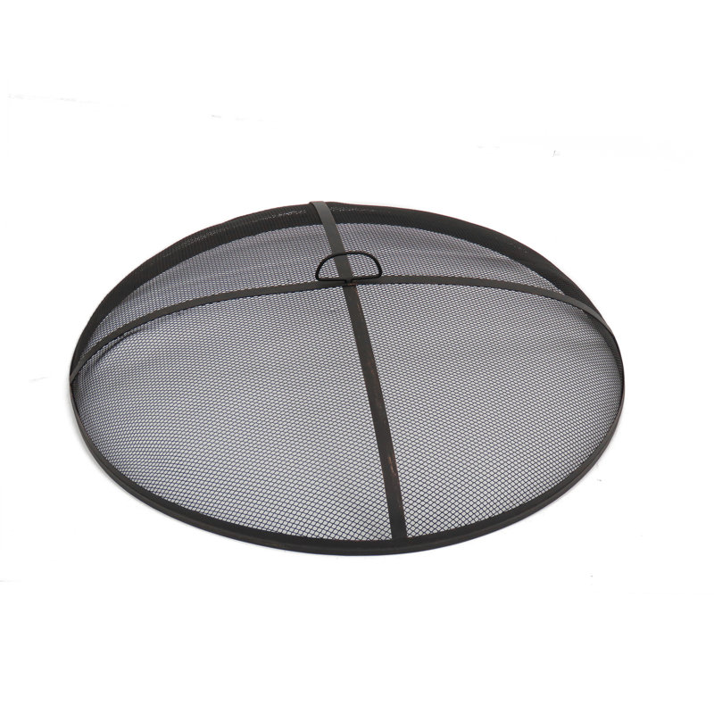 32" Black Cast Iron Fire Pit Bowl with Mesh Screen