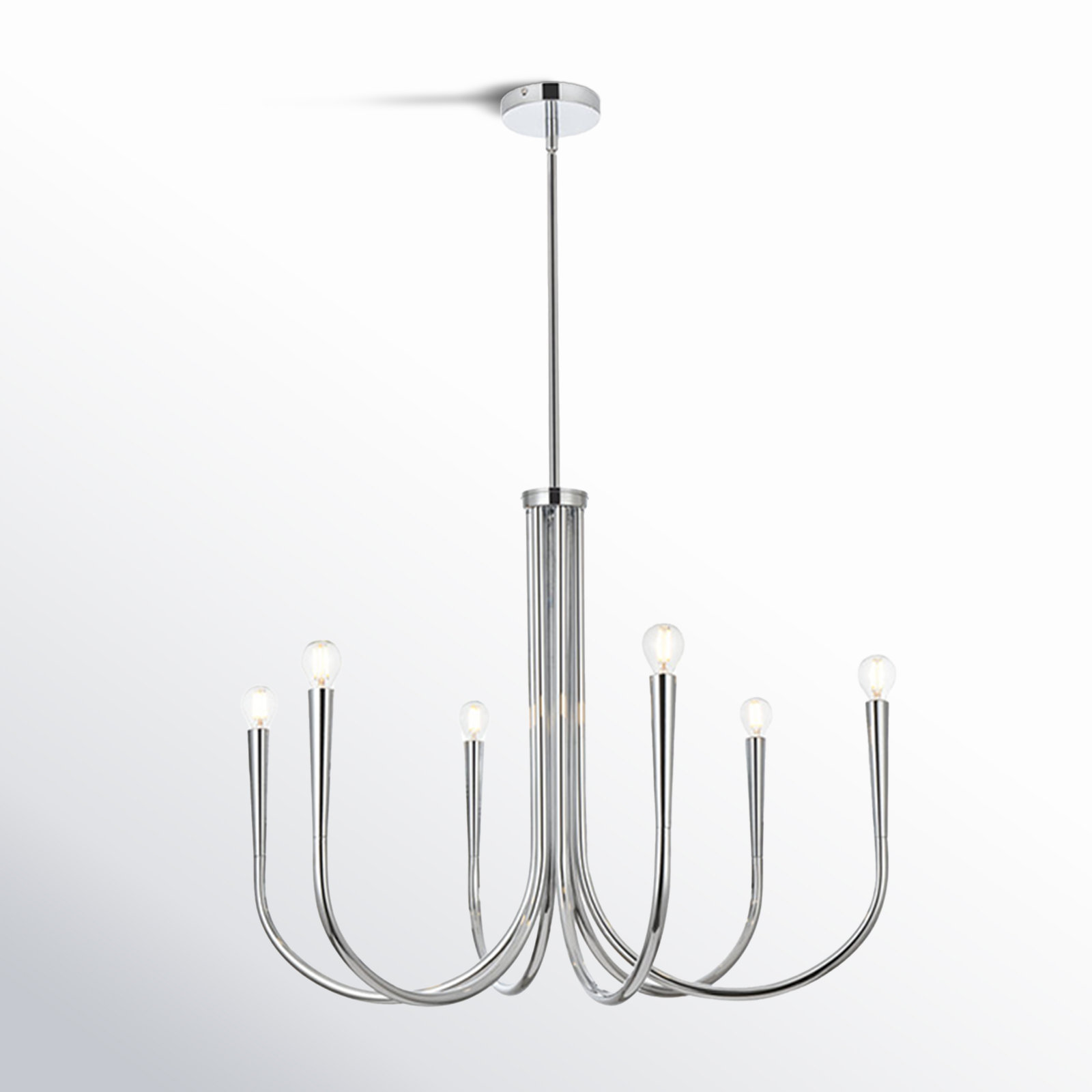 Catalena 6 - Light Dimmable Classic/Traditional Chandelier, 23" H x 30" W x 30" D, Chrome