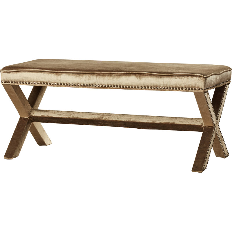 Banc en bois massif Keldah, Antique Sage/Cream