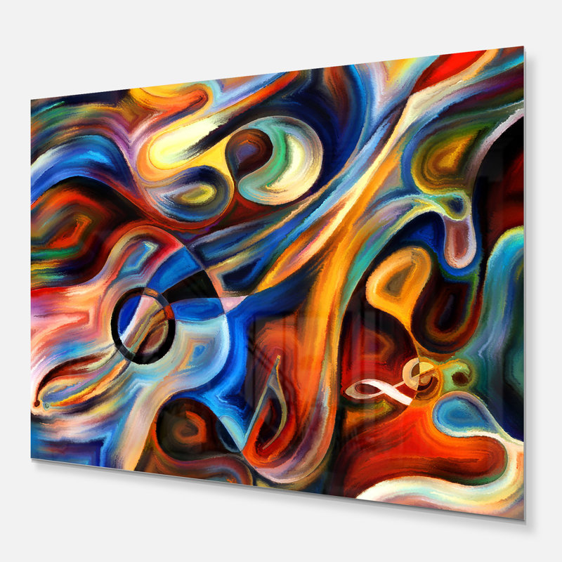«Music», reproduction d'art sur toile abstraite, H 34 po x l 44 po, Impression encadrée, Métal