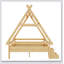Lit plateforme House avec escalier, structure en bois massif, profil bas et conception amusante pour les chambres d'enfants-129431825