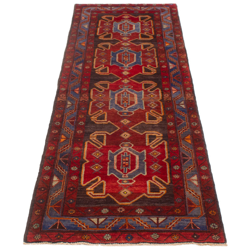Tapis de couloir unique en laine Linal des années 1990 de 3 pi 5 po x 10 pi Linal