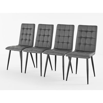 Bartos 47cm H Tufted Upholstered Metal Side Chair in Grey