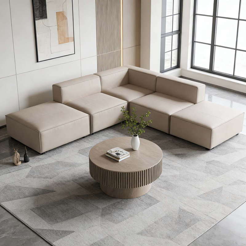 Table basse ronde avec rangement, Gris, L 31,5 po x l 31,5 po x H 14 po