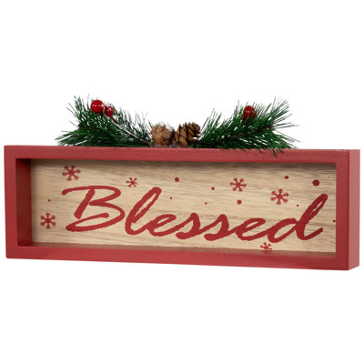 Décoration de table en bois encadrée «Blessed»