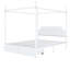 Metal Canopy Bed Queen With Upholstered Headboard And Two Storage Areas, White Platform Size 2 Compartment Units,