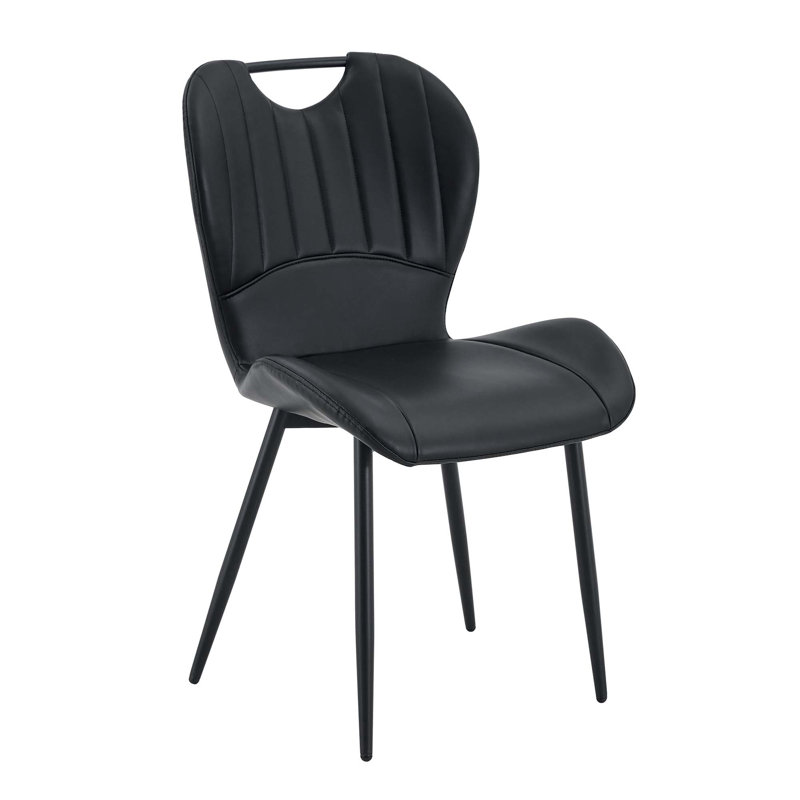 Ensemble de chaises de salle à manger en polyuréthane de qualité supérieure avec poignée intégrée et pieds réglables, Noir