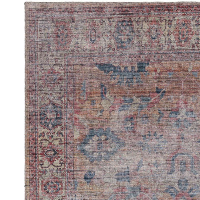Red Traditional Persian Floral Abstract Bordered Easy To Clean Rug For Dining Room Bed Room And Living Room