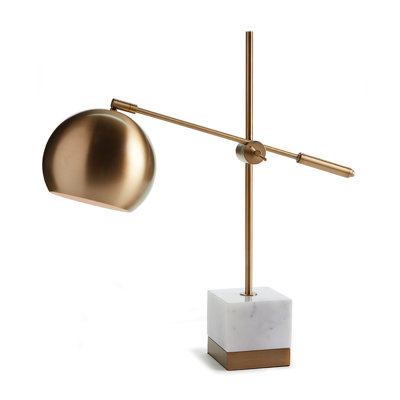 Lampe de bureau en marbre blanc / laiton 23 po Cosey