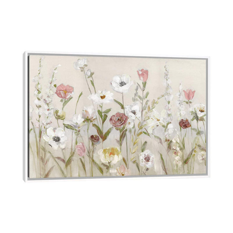 «Bloomin Around» par Sally Swatland, impression, Toile encadrée flottée blanche, H 18 po x l 26 po x P 1,5 po, Non