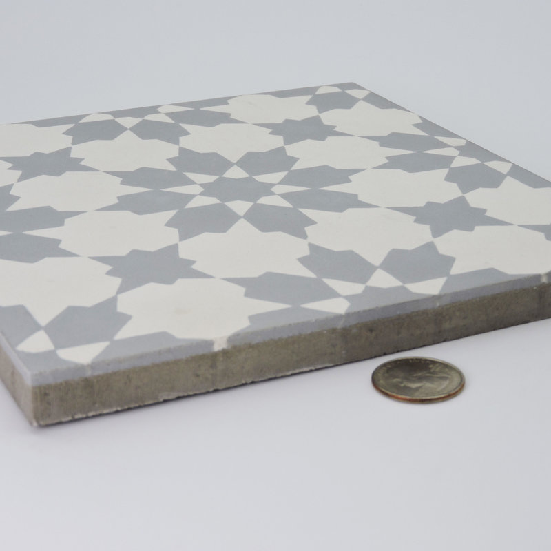 Ahfir 8 in. x 8 in. Tile, Gray/White