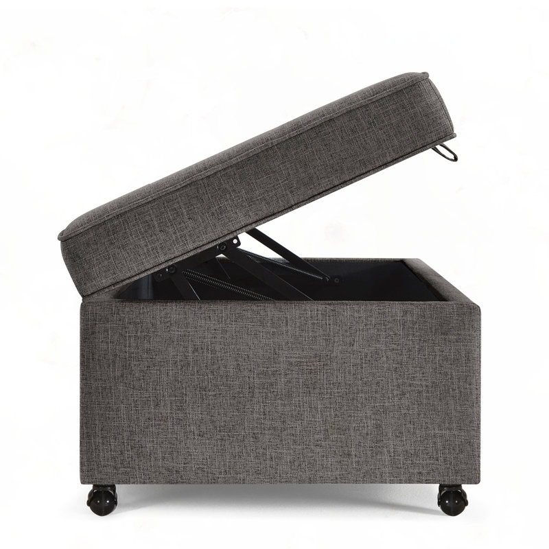 Modular Sectional Storage Ottoman With Wheels, Charcoal Grey