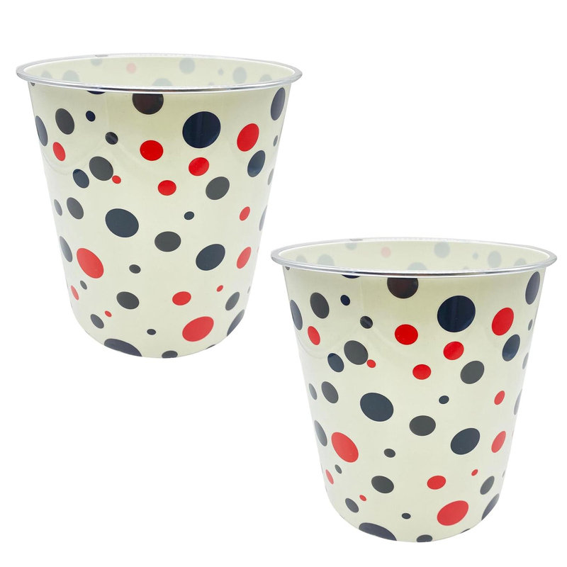 Ompal 7.7L Waste Bin Plastic Waste Paper Basket Bin Pack Of 2 Round Waste Basket Open Trash Can