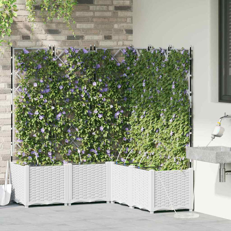 Garden Planters White 142 Cm Steel, White, 142cmH x 120cmW x 120cmD