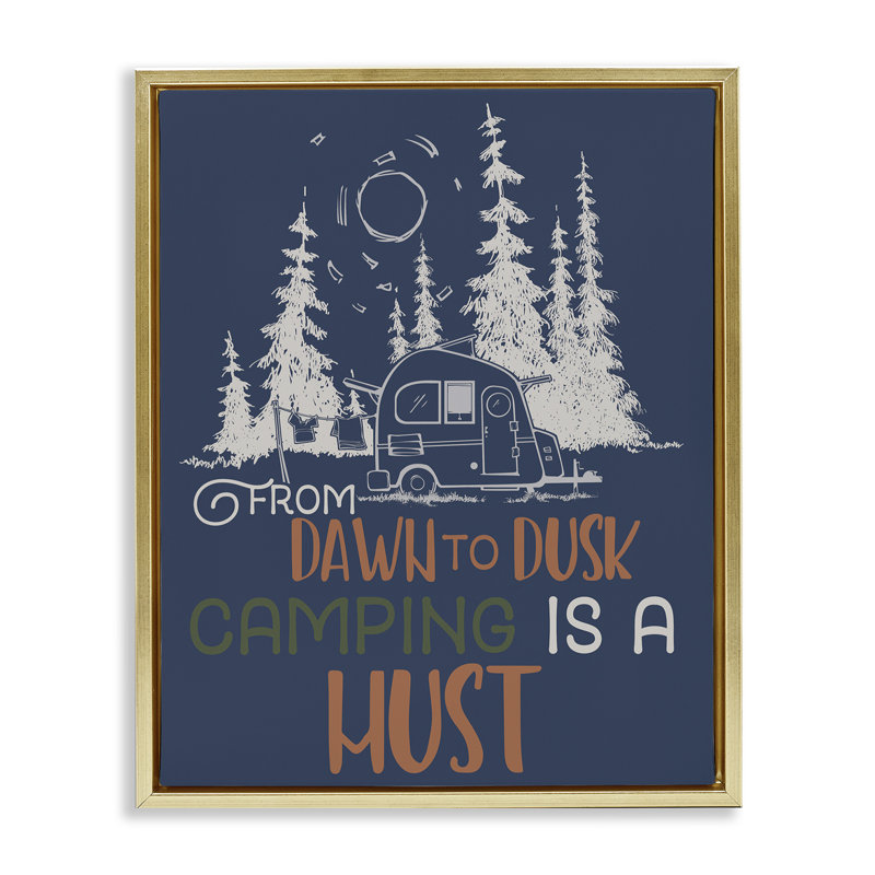 «Dawn to Dusk Camping», art mural sur toile flottante par Steve Vanderbosch, Cadre flottant métallique doré