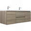 Meuble-lavabo flottant 60 po avec lavabo, meuble-lavabo mural moderne 60 po avec lavabo à surface solide, deux lavabos et tiroirs à fermeture en douceur, gris cendré