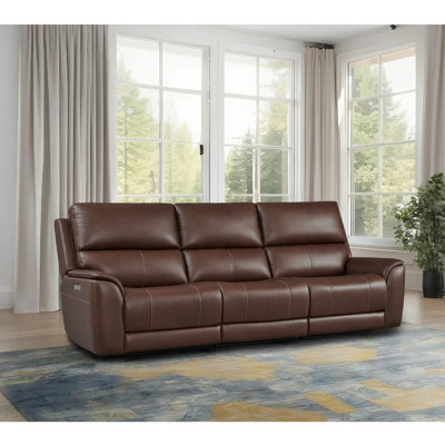 114"w Zero Gravity Double Width Genuine Leather 3-seater Power Sofa With Triple Power System And Usb&type-c Charging