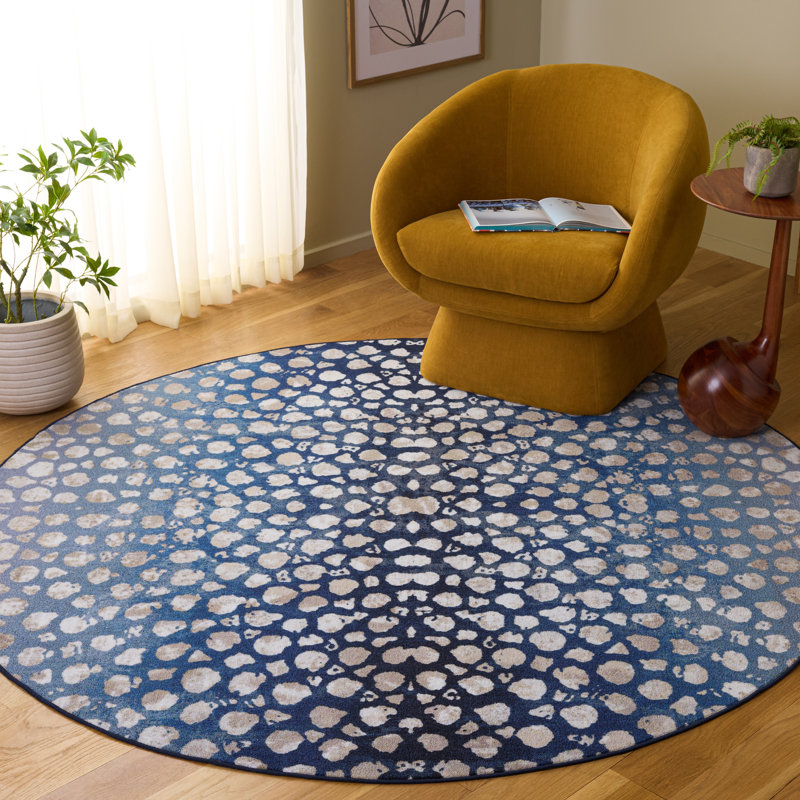 Tapis à motif animal lavable Dang Performance, Rond 6 pi 7 po