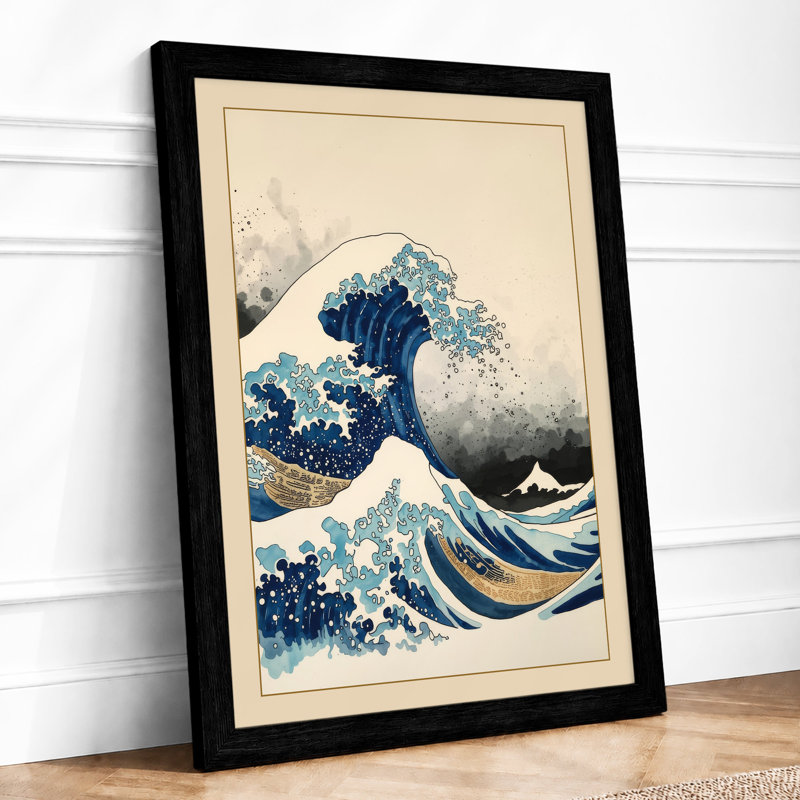 Great Wave Rising Japandi - Print, A1 - 84.1 x 59.4 cm, Black