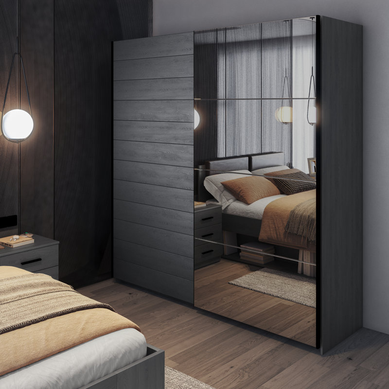 Liman 2 Door Manufactured Wood Wardrobe, 210cm H x 200cm W x 61cm D