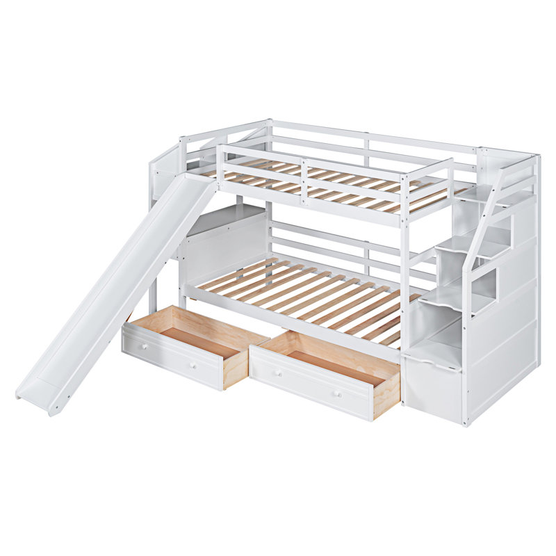 Bunk Bed With Storage Staircase, White