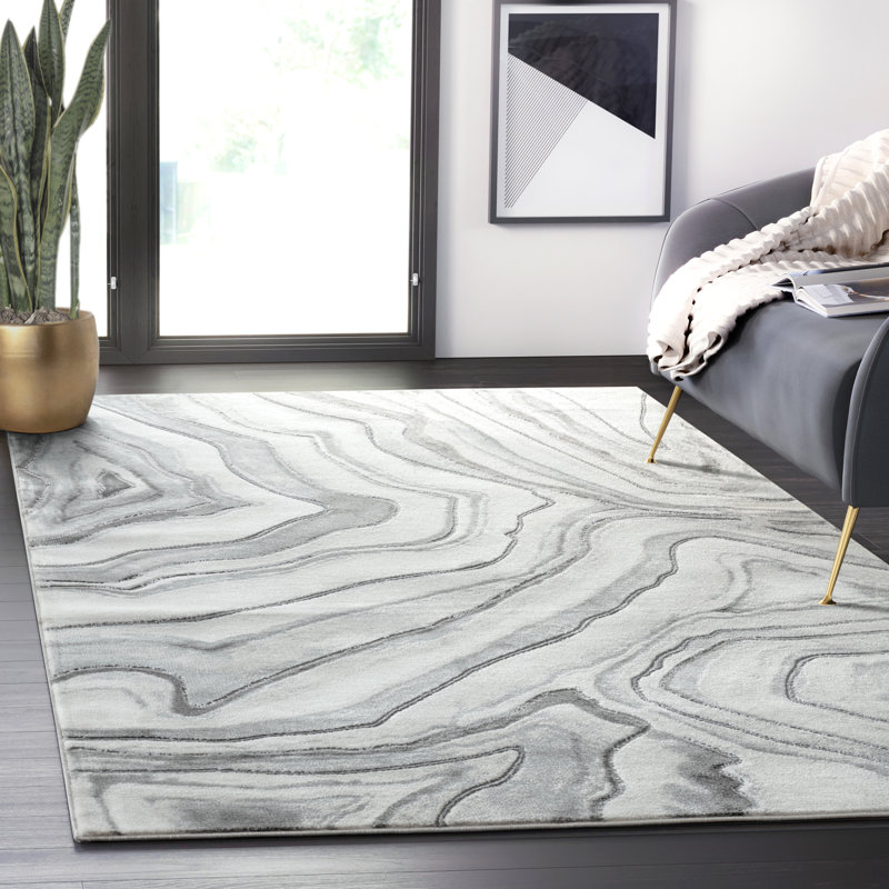 Tapis gris à motif abstrait Middleville, Rectangle 6 pi x 9 pi