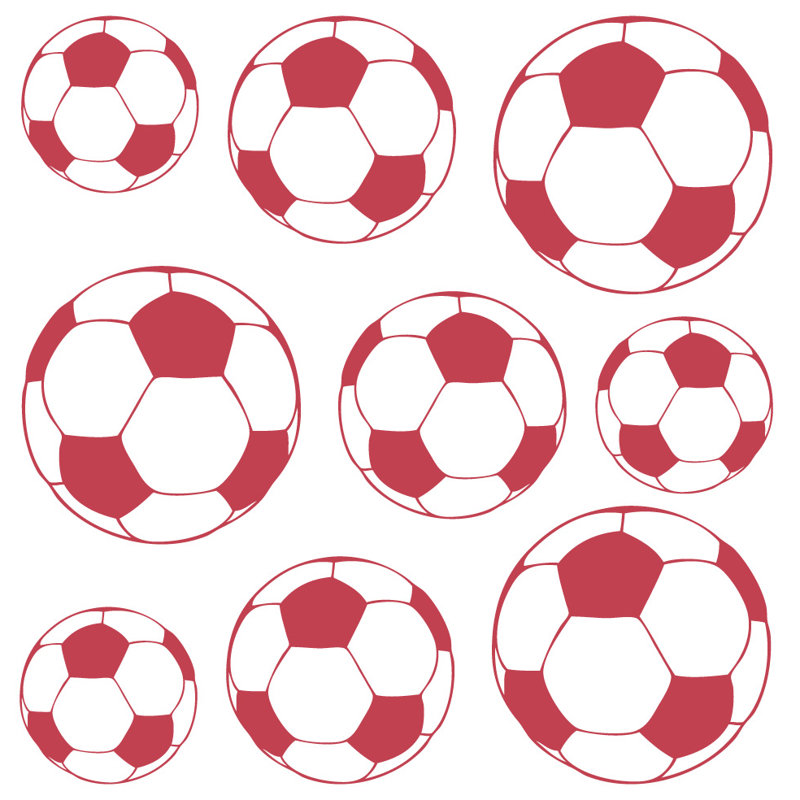 Adhésif décoratif ballons de soccer, H 41 po x l 40 po x P 0,01 po, Rouge Dahlia