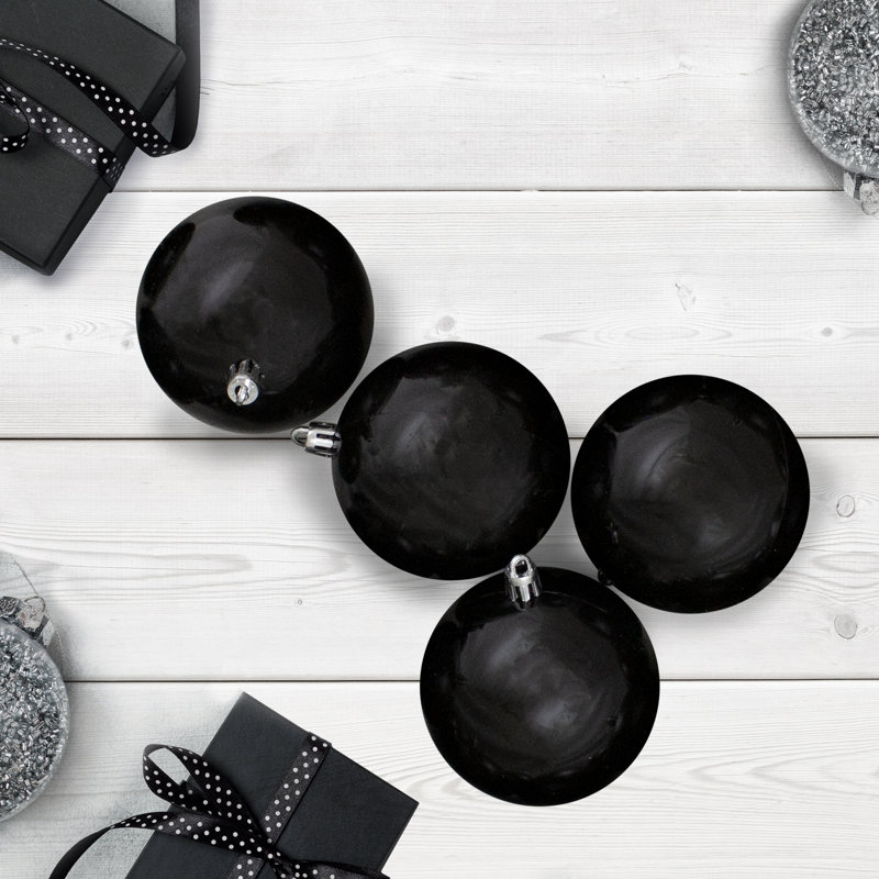 Shatterproof Christmas Ball Ornaments 3.25" (80mm), Jet Black