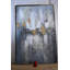 Toile abstraite dorée, art encadré or gris 61 po x 41 po