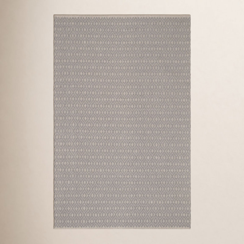 Optic Diamond Grey/Ivory Handwoven Cotton Rug, Runner 2'6" x 8'