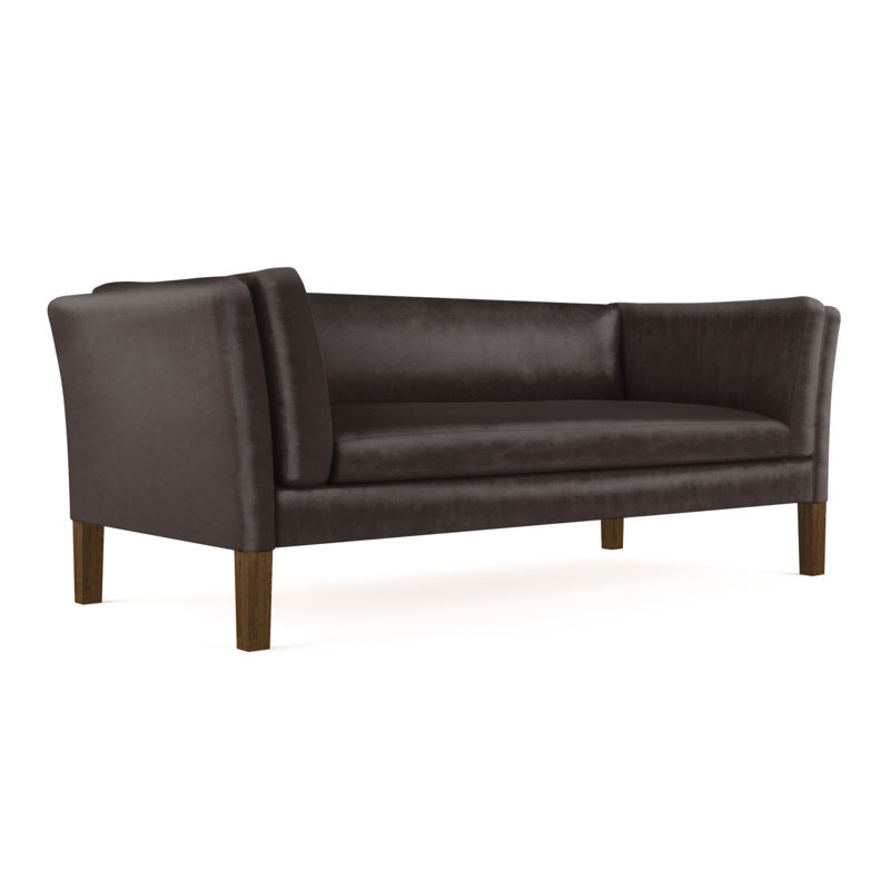 Charlton Flared Shelter-Arm Sofa, 31" H x 72" W x 33" D, Dark Brown, Box Weave Linen Marzipan