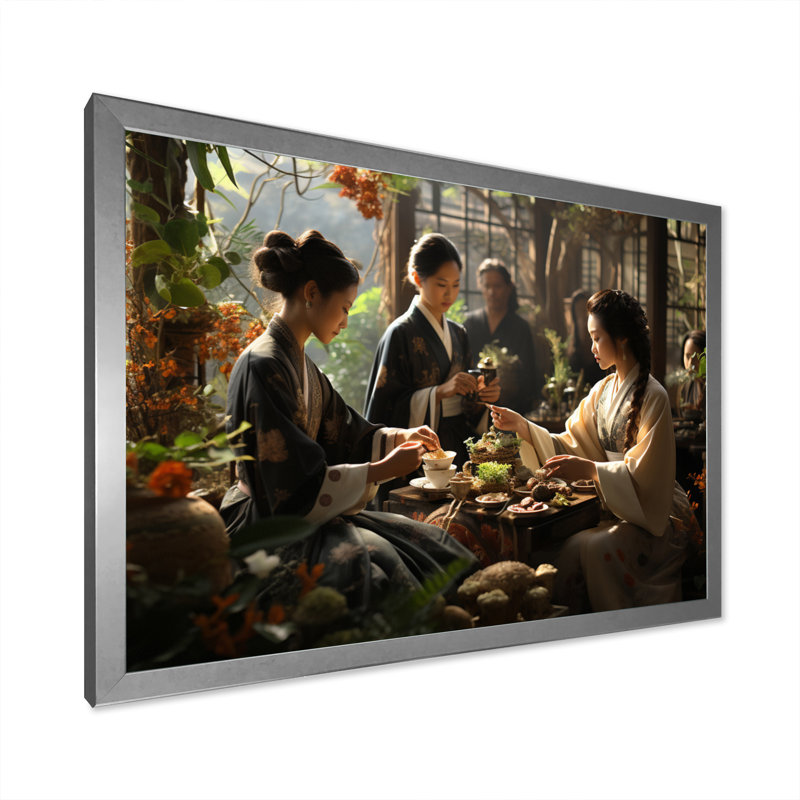 Asian Art Harmony in Tea VI - reproduction d'art, Cadre photo argenté, H 16 po x l 32 po x P 1 po