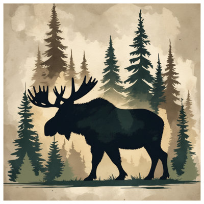 Moose In Forest Silhouette Bedding