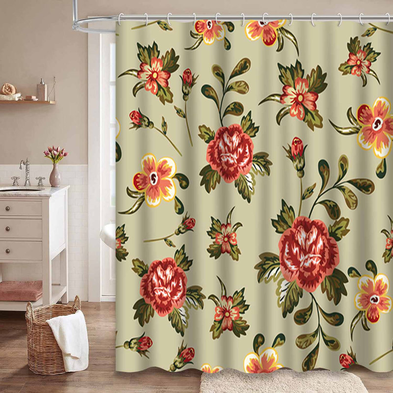 Rideau de douche imperméable à motif floral rétro avec 12 crochets Vintage Bloom, L 72 po x l 84 po