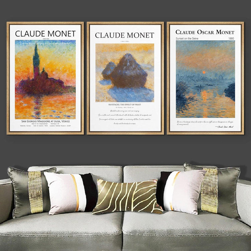 Œuvre d'art classique au crépuscule San Giorgio Majeur, 3 pièces, H 24 po x l 16 po x P 1,5 po, Naturel