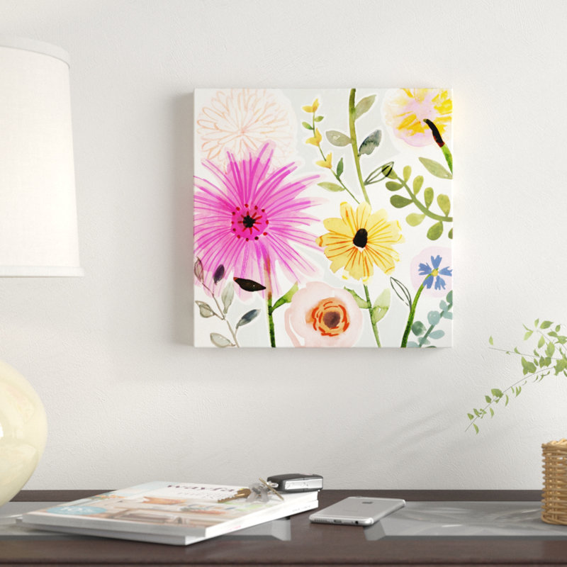Floral Pop I by Victoria Borges - Painting on Canvas, 30cm H x 30cm W, Wrapped Canvas