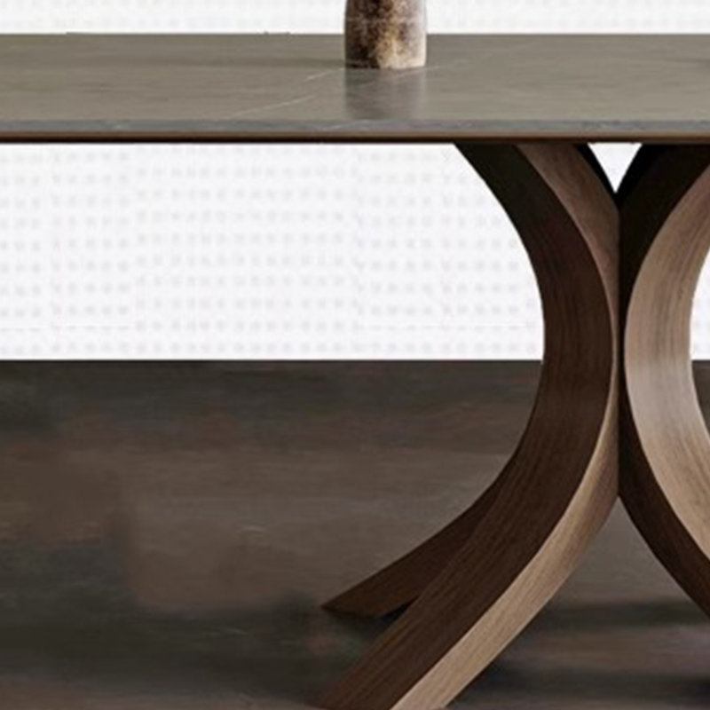 Solid Wood & Slate Table Modern Minimalist Walnut, 29.52"H x 70.86"L x 35.43"W