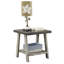 Table de bout en noyer patiné et gris avec tablette fonctionnelle de rangement cachée