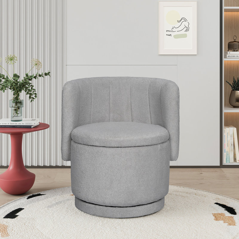 Fauteuil à dossier pivotant gris 360 avec rangement pour chambre à coucher et espace de vie, Gris