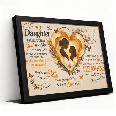 Mother Daughter Quote With Gold Heart And Magnolia Flowers Canvas Wall Art